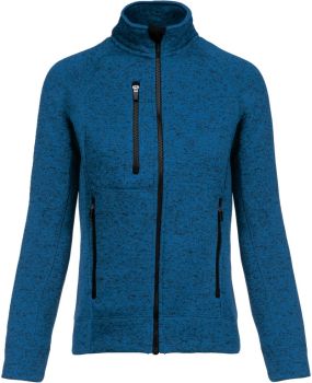 Kariban | Dámská melanžová pletená fleecová bunda light royal blue melange 3XL