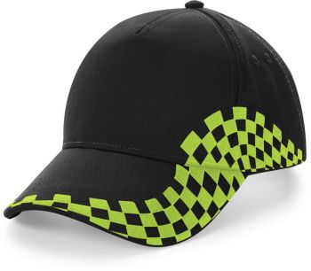 Beechfield | 5 panelová kšiltovka "Grand Prix" black/lime green onesize