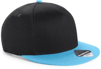 Beechfield | Dětská 5 panelová kšiltovka "Snapback" black/surf blue onesize