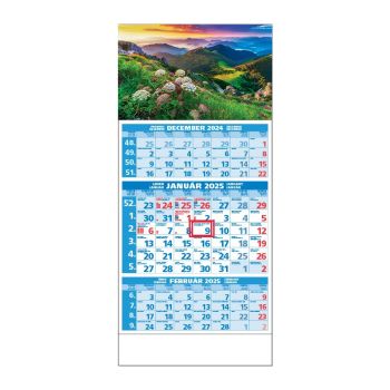 Plánovací kalendár ŠTANDARD 3M modrý 2025