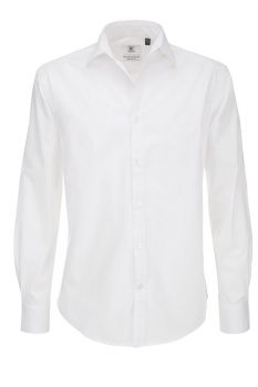B&C | Popelínová elastická košile s dlouhým rukávem white 4XL