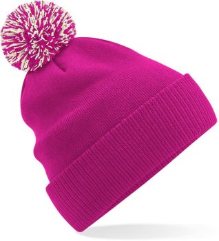 Beechfield | Dětská pletená čepice "Snowstar®" fuchsia/off white onesize