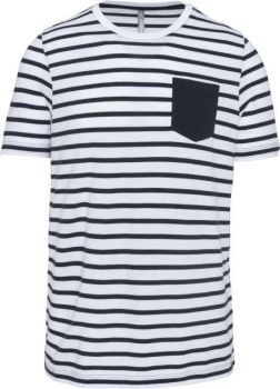 STRIPED SHORT SLEEVE SAILOR T-SHIRT WITH POCKET Striped White/Navy M