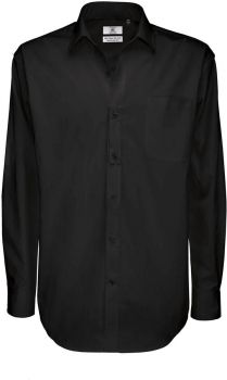 B&C | Keprová košile s dlouhým rukávem black 4XL