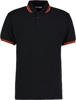 Kustom Kit | Pánské kontrastní piqué polo black/bright orange 3XL