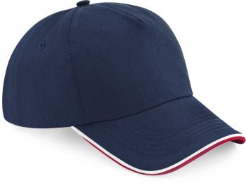 Beechfield | 5 panelová kšiltovka "Authentic Piped Peak" french navy/classic red/white onesize