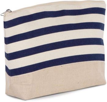 NAUTICAL PRINT ACCESSORIES POUCH Natural/Navy U