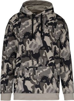 Kariban | Pánská mikina s kapucí grey camouflage 4XL