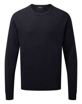 MEN'S CREW NECK COTTON RICH KNITTED SWEATER Navy L