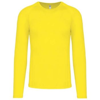 ADULTS' LONG-SLEEVED BASE LAYER SPORTS T-SHIRT Flashy Yellow M