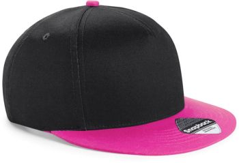 Beechfield | Dětská 5 panelová kšiltovka "Snapback" black/fuchsia onesize