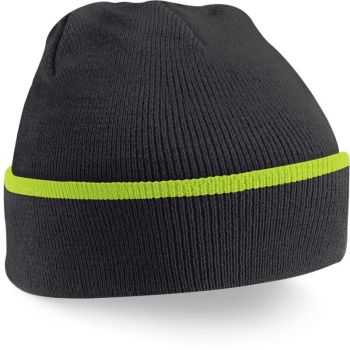 Beechfield | Pletená čepice "Teamwear" black/lime green onesize