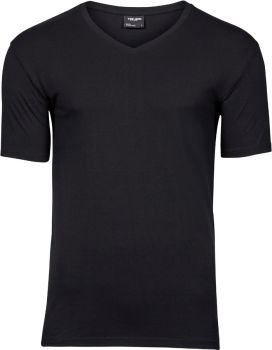 Tee Jays | Pánské elastické tričko s výstřihem do V black L