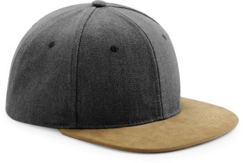 Beechfield | 6 panelová kšiltovka "Suede Peak Snapback" vintage black onesize