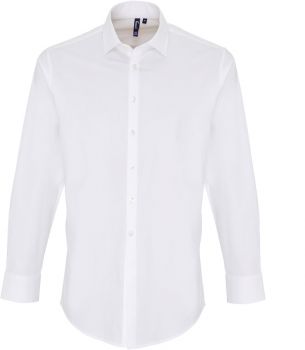 Premier | Popelínová elastická košile s dlouhým rukávem white S