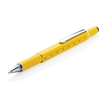Multifunkčné pero 5 v 1 z hliníka žltá