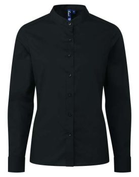 WOMEN’S BANDED COLLAR 'GRANDAD' SHIRT Black M